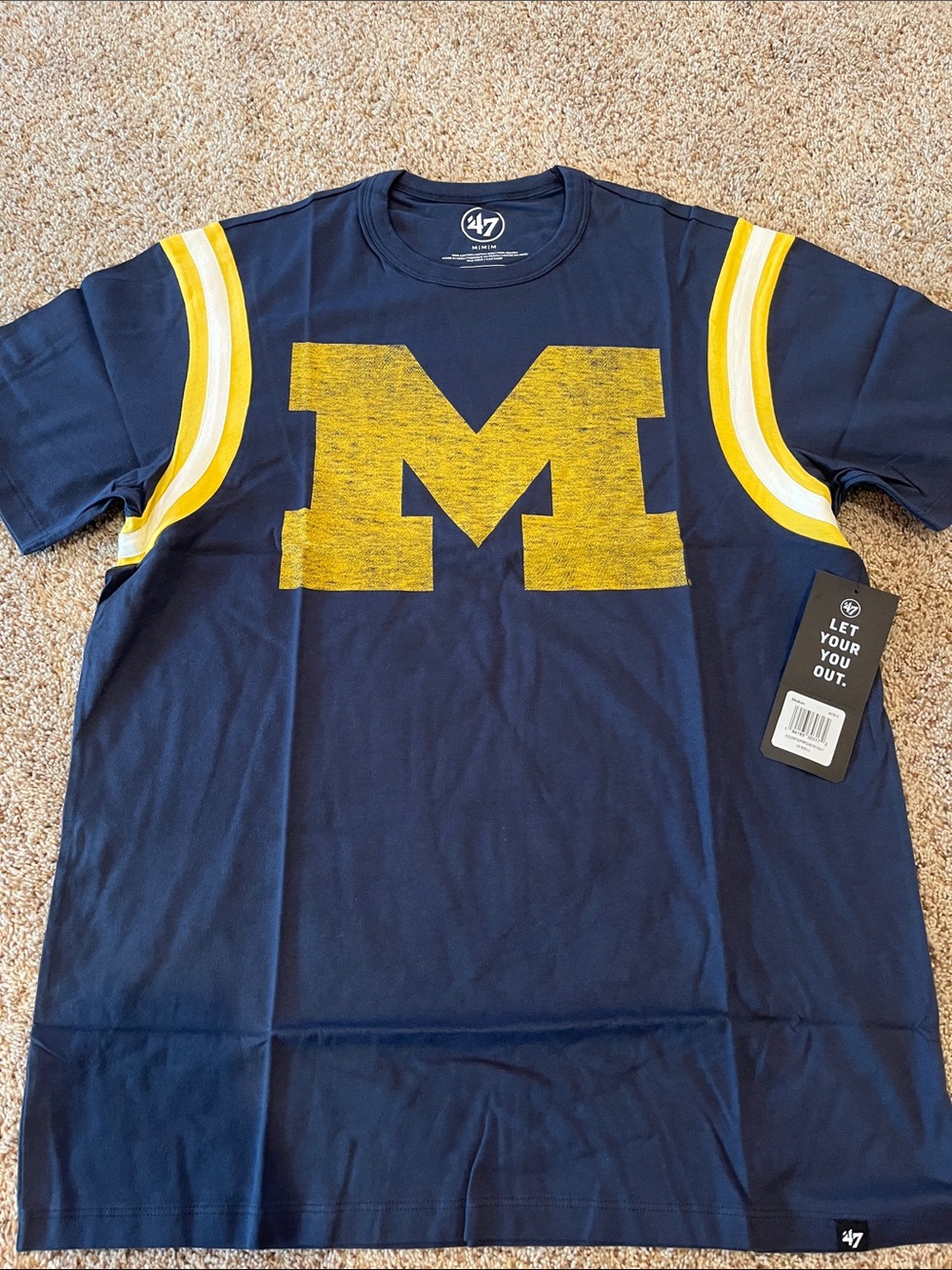 47 Navy Short Sleeve Tee with Yellow 'M' Graphic - University of Michigan